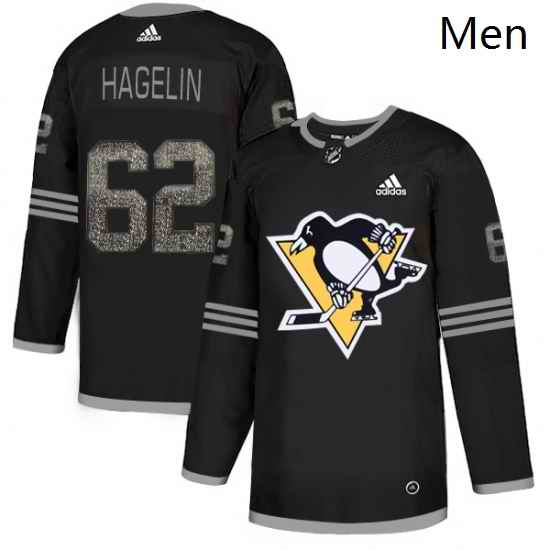 Mens Adidas Pittsburgh Penguins 62 Carl Hagelin Black Authentic Classic Stitched NHL Jersey